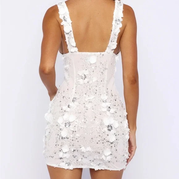 White Fox bridal white embellished mini dress xs - Picture 4 of 9